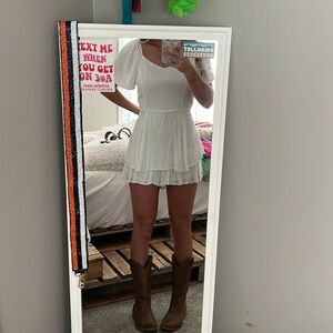 Altard State white ruffle romper size medium